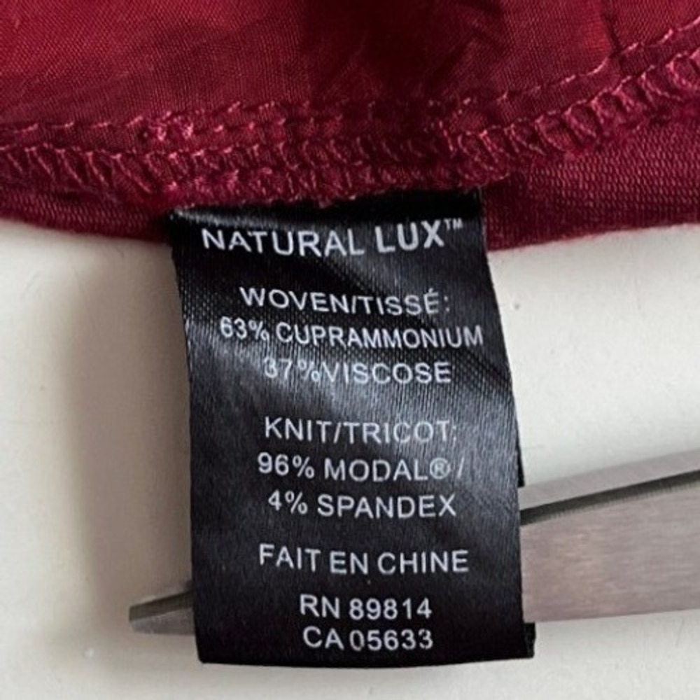 Stella Carakasi Red Asymmetrical Mixed Media Tunic Top Natural Lux Large - Picture 5 of 8